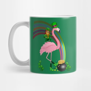 Funny St. Paddy's Flamingo with Leprechaun St. Patrick's Day Mug